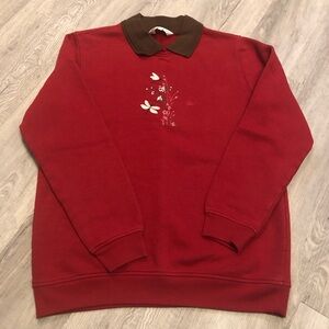 Northern Reflections Red Sweater with Brown Collar